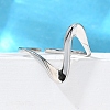 Rhodium Plated 925 Sterling Silver Wave Cuff Rings RJEW-D300-02P-4