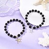 2Pcs Starfish 304 Stainless Steel Charm Bracelets BJEW-JB14088-1
