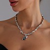 Alloy Glass Nuggets Pendant CCB Plastic Beaded Necklaces for Women FS-WG68853-01-3