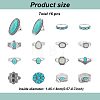 16Pcs 16 Style Flower & Oval & Eagle & Teardrop & Feather Synthetic Turquoise Finger Rings Set RJEW-AN0001-06-7