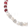 Dyed Natural Malaysia Jade Rondelle & Cultured Freshwater Pearl Beaded Stretch Bracelets BJEW-JB13380-5
