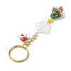 Christmas Theme Glass Seed Beads & Alloy Enamel Charms Keychain KEYC-MZ00008-4