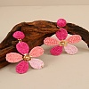 Bohemian Style Flower Alloy Raffia Dangle Stud Earrings FS-WGE633D-03-1