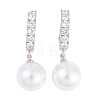 Rack Plating Brass Clear Cubic Zirconia ABS Pearl Earrings EJEW-S219-15P-08-1