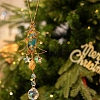 Christmas Theme Wire Wrapped Natural Agate & Metal Christmas Tree Hanging Ornaments PW-WGE3196-03-1