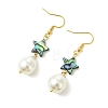Natural Abalone Shell and Shell Pearl Dangle Earrings EJEW-JE07432-02-4