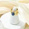 Natural Carnelian/Black Agate/Tiger Eye/Lapis Lazuli/Moss Agate Cuff Open Rings RJEW-JR01079-03-3