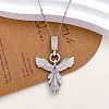 Brass Pave Cubic Zirconia Phenix Pendant Necklaces for Women WGFFBCE-04-1