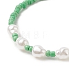 Glass Seed & Plastic Pearl Beaded Stretch Bracelet for Women BJEW-JB09226-5