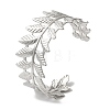 Titanium Steel Hollow Leaf Open Cuff Bangles for Women BJEW-G719-14P-1