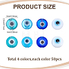 200Pcs 4 Colors Handmade Evil Eye Lampwork Beads LAMP-ME0001-13-2
