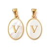 Natural Shell Oval with Initial Pendants STAS-I351-23G-V-1