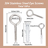 10 Sets 304 Stainless Steel Eye Bolts Screw in Hooks STAS-SC0005-21-2