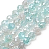 Electroplated Natural Agate Beads Strands G-B191-A07-6mm-14-2