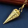 Rack Plating Brass Cone Dowsing Pendulum Pendants AJEW-G064-01G-2