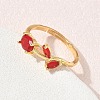 Flower Brass Glass Adjustable Finger Rings GL-CBA18A7-01G-05-3