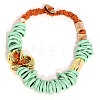 Acrylic and CCB Plastic Ring Beaded Waxed Cord Necklaces for Women FS-WG50C40-01-5