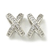 Letter X Rack Plating Brass Micro Pave Cubic Zirconia Europen Beads KK-K386-15P-1