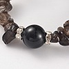 Chips Natural Smoky Quartz Beaded Stretch Bracelets BJEW-JB02131-05-2