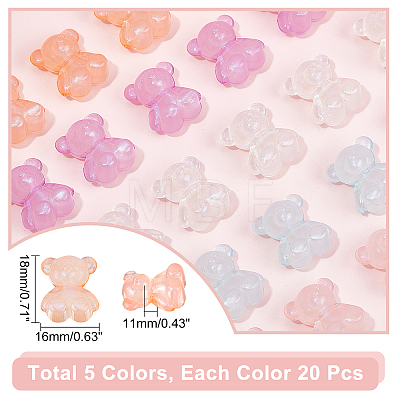 CHGCRAFT 100Pcs 5 Colors Transparent Acrylic Beads MACR-CA0001-25-1