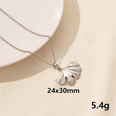 Stylish Stainless Steel Ginkgo Leaf Pendant Necklace for Women VA9826-7-1