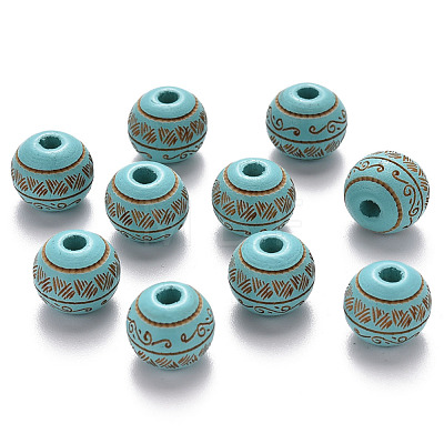Painted Natural Wood Beads WOOD-N006-02A-05-1