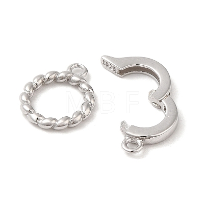 Rhodium Plated 925 Sterling Silver Fold Over Clasps STER-G038-06P-1