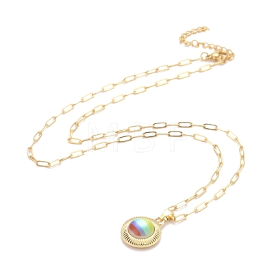 Rainbow Color Pride Necklace NJEW-H160-02G-1