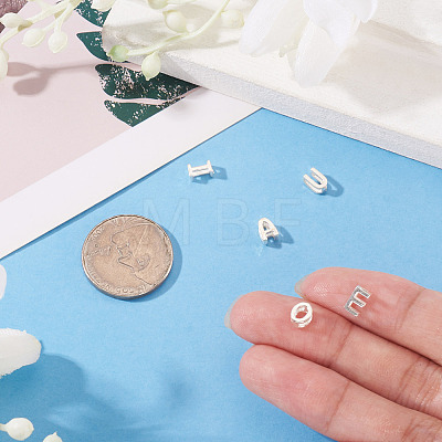 5Pcs 5 Styles 925 Sterling Silver Hollow Initial Beads STER-TA0001-55-1