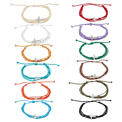 60Pcs 5 Bags Adjustable Waxed Cord Braided Bracelets for Women Men BJEW-GO0001-32-1