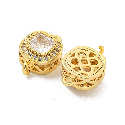 Brass Pave Cubic Zirconia Connector Charms KK-B096-05G-03-1