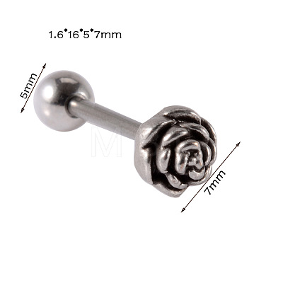 Rose Flower 304 Stainless Steel Threadless Labrets WG137BA-02-1