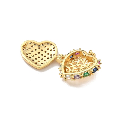 Brass Micro Pave Cubic Zirconia Locket Pendants KK-F905-05G-02-1