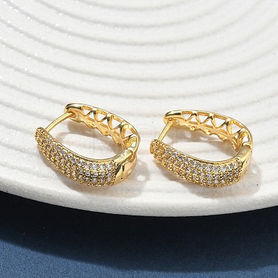 Brass Micro Pave Clear Cubic Zirconia Hoop Earrings EJEW-C182-07E-G-1
