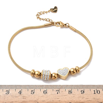 European Style Polymer Clay Rhinestones & 201 Stainless Steel Beaded Bracelets BJEW-G765-01G-01-1