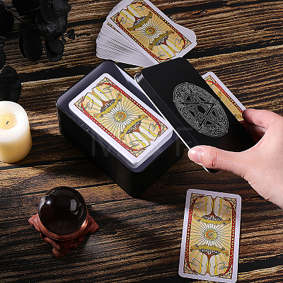 Knot & Star Printed Iron Tarot Card Collection Boxes AJEW-CN0007-91A-1