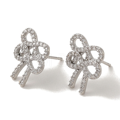 Rack Plating Brass Micro Pave Cubic Zirconia Studs Earrings EJEW-R162-21G-1