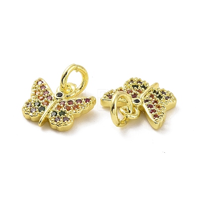 Brass Micro Pave Colorful Cubic Zirconia Charms KK-E068-VF094-1