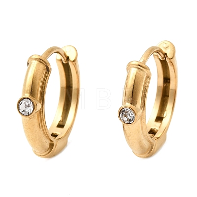 304 Stainless Steel Rhinestone Hoop Earrings EJEW-P344-06G-1