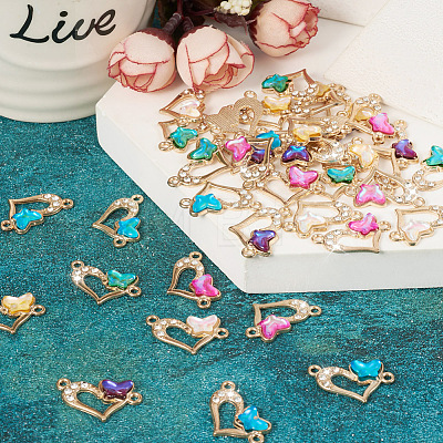  36Pcs 6 Colors Alloy Crystal Rhinestone Connector Charms FIND-TA0003-15-1