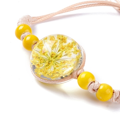 Handmade Dry Pressed Flower Link Bracelet for Girl Women BJEW-C004-01D-1