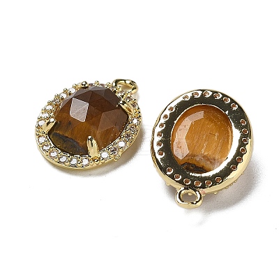 Natural Tiger Eye Faceted Oval Pendants G-I375-02G-01-1