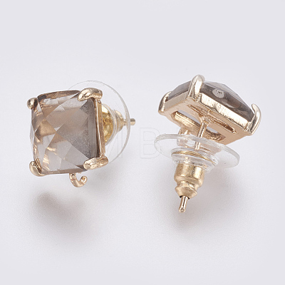 Faceted Glass Stud Earring Findings GLAA-F084-C12-1
