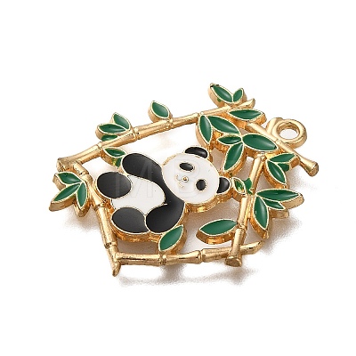 Rack Plating Panda Theme Alloy Enamel Pendants ENAM-S021-08G-D-1