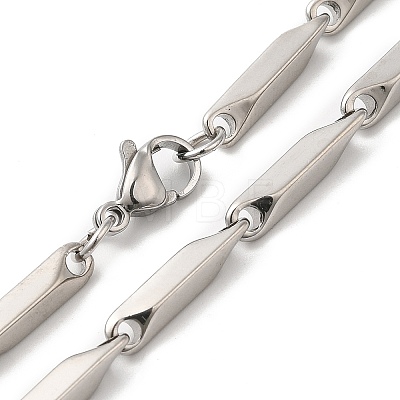 201 Stainless Steel Rectangle Bar Link Chain Necklace NJEW-Q316-01B-P-1