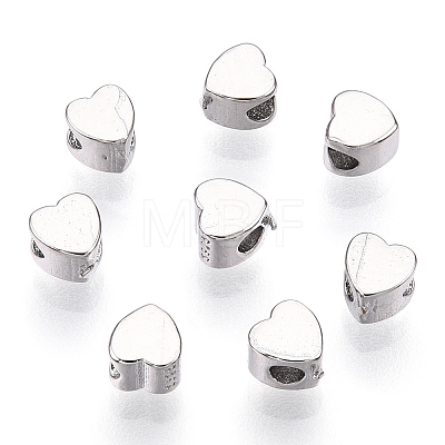 Rhodium Plated 925 Sterling Silver Beads STER-T004-75P-1