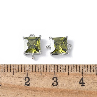 Brass Pave Cubic Zirconia Connector Charms KK-F892-53P-06-1