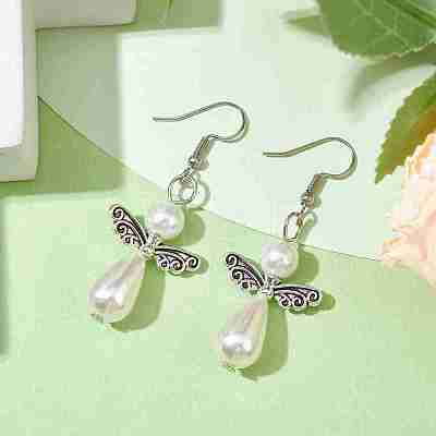 Platinum Alloy & Plastic Dangle Earrings EJEW-JE05599-01-1