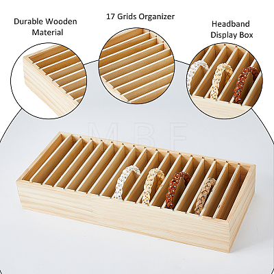 17 Grids Wooden Headband Display Box AJEW-WH0419-83-1