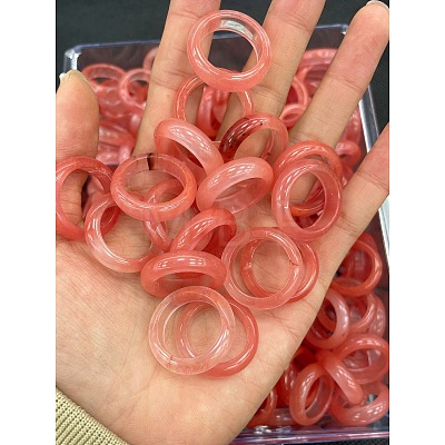 Cherry Quartz Glass Finger Rings WG8089A-28-1